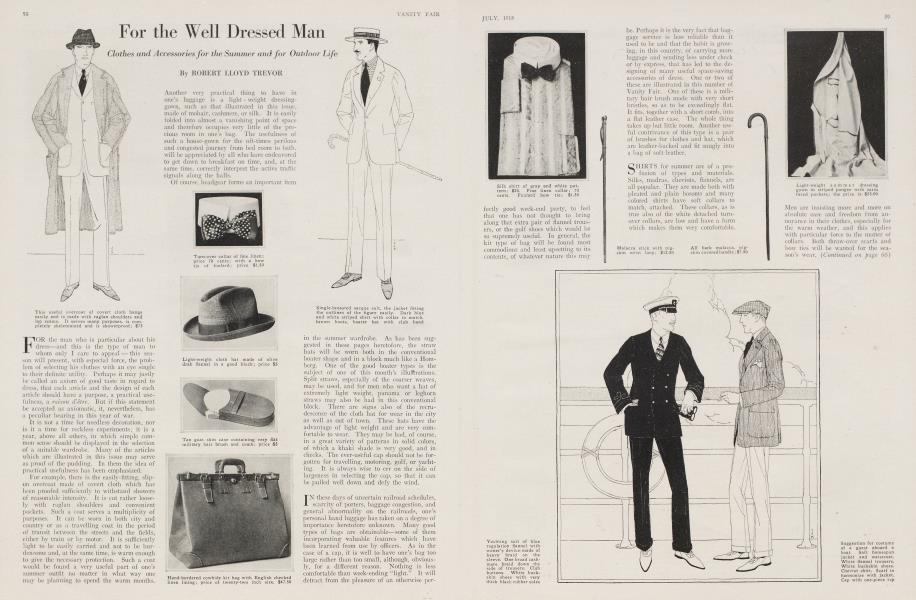 For the Well Dressed Man | Vanity Fair | July 1918
