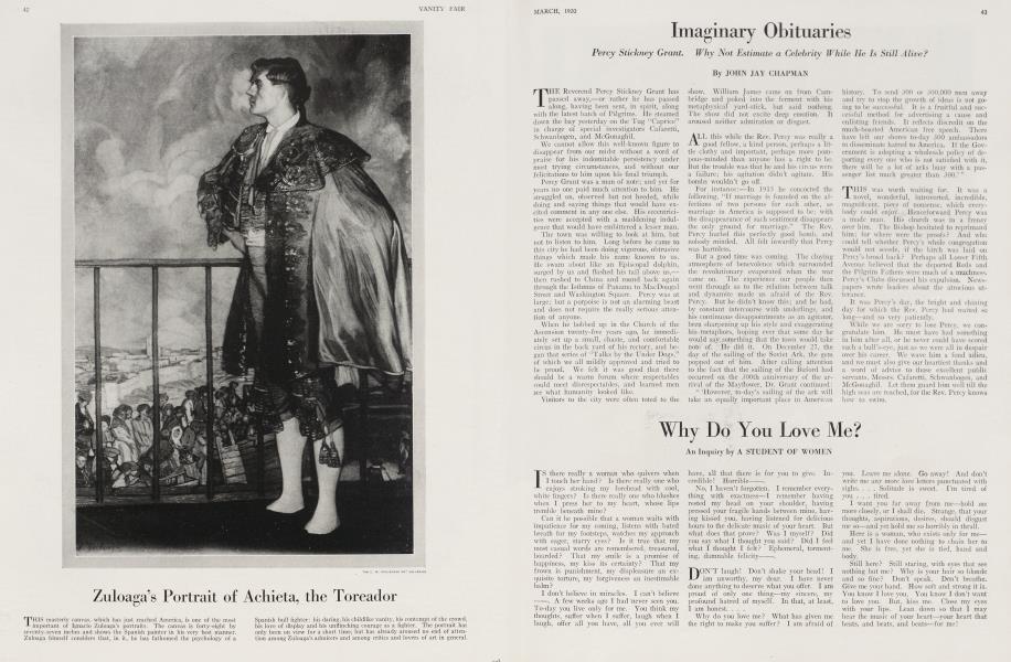 Imaginary Obituaries | Vanity Fair | March 1920