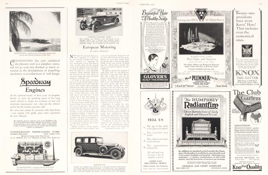 European Motoring | Vanity Fair | February 1926