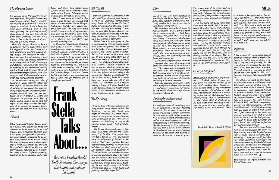 Frank Stella Talks About....