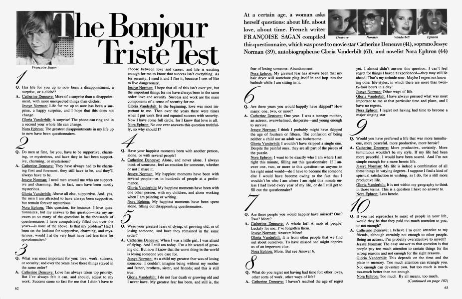 The Bonjour Triste Test