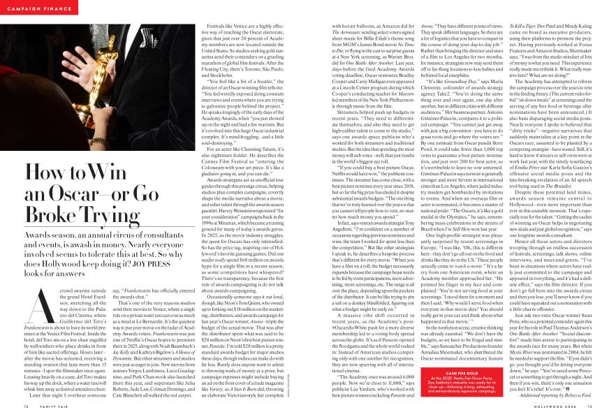 CAMPAIGN FINANCE: How to Win an Oscar—or Go Broke Trying